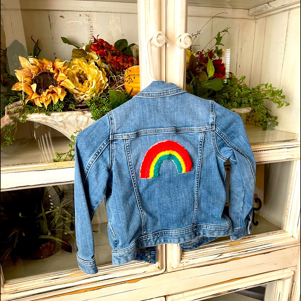 Kids J. Crew rainbow jean jacket